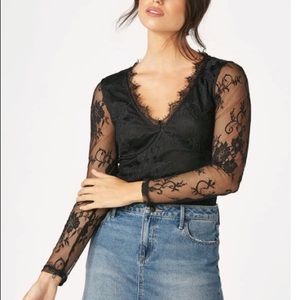 Black lace body suit